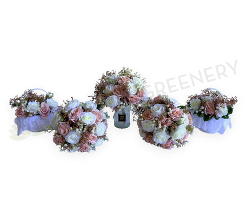 Round Bouquet - Dusty Pink & White - Alana & Paul (Bouquets & Flower Girl Baskets)
