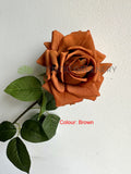Brown - F0391 Latex Single Rose Stem (Open) 75cm Pink / Light Blue / Brown / Black | ARTISTIC GREENERY