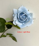Light Blue - F0391 Latex Single Rose Stem (Open) 75cm Pink / Light Blue / Brown / Black | ARTISTIC GREENERY