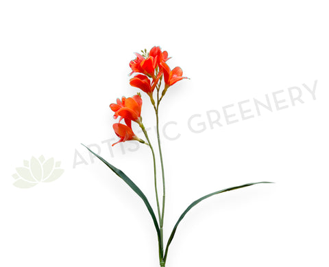 SP0452 Artificial Freesia Bunch 58cm Real Touch Orange | ARTISTIC GREENERY 