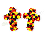 Indigenous Colour Themed Floral Cross (Red Black & Yellow) 40cm / 70cm / 90cm (SYM0038CROSS) | ARTISTIC GREENERY
