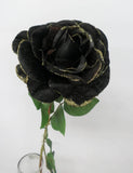 F0027 Black Single Rose with Gold GIitter 73cm