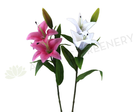 F0138L Oriental Lily Spray (Real Touch) 74cm White / Pink