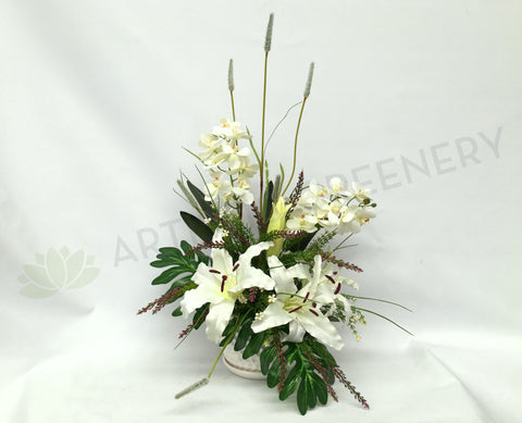FA1026 - White Lilies and Orchids Floral Arrangement