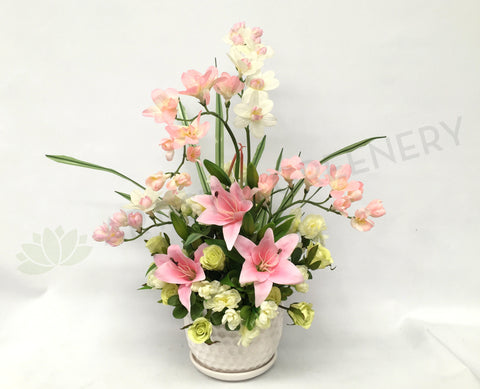 FA1027 - Pink and Light Green Floral Arrangement