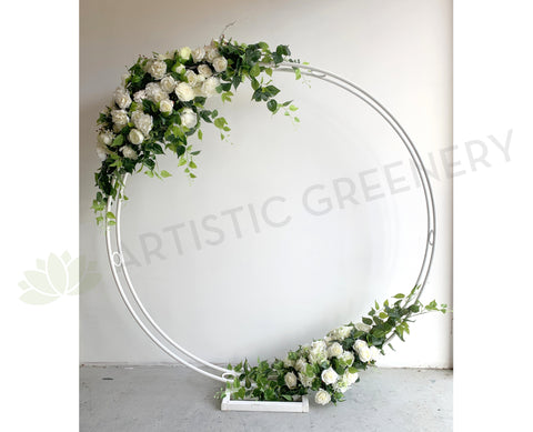 For Hire - Circular Frame / Backdrop with Silk Flower Swags (Code: HI0015)