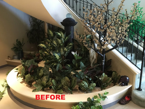 indoor plants under stairs Home Interior Design and Artificial Plants Installation Built-in Planter under  Staircase Entrance – Artistic Greenery