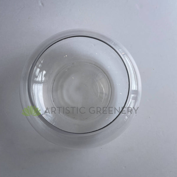 Floating Candle Bowl / Shallow Glass Vase Round Clear Artistic Greenery
