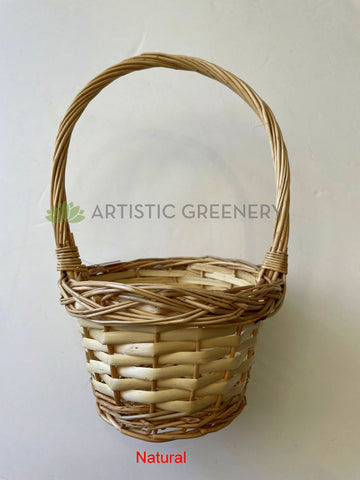 ACC0103 Flower Girl Basket 30cm Natural / White Perth Australia | ARTISTIC GREENERY