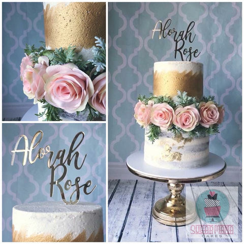 Cake Decoration (Silk Roses & Dusty Miller)