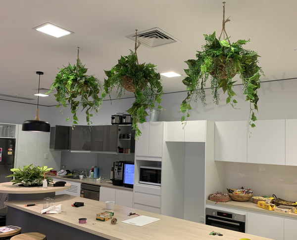 hanging plants over kitchen island Insight Enterprise - Mixed Artificial Plants for Hanging Baskets & Built-in  Planters