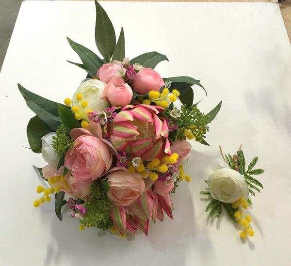 Bridal Bouquet Australian Native Flowers Silk Cheap Perth Australia Artistic Greenery