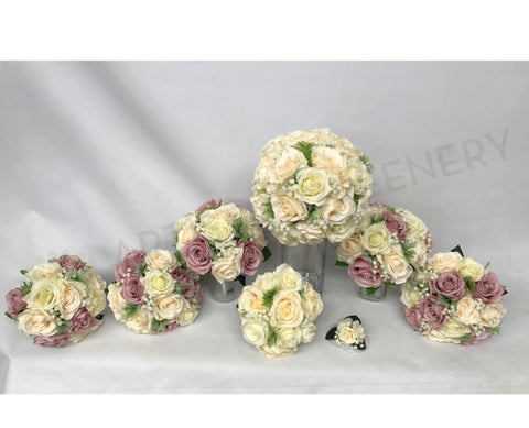 Round Bouquet - Dusty Pink & White - Jessica M