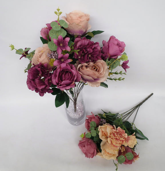 FA1061 Silk Rose Flower Arrangement (30cm Height) Artistic Greenery