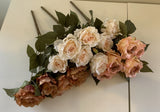 SP0341 Artificial Vintage Style Rose Bunch 43cm Champagne / Light Brown / Pink 3 Colours | ARTISTIC GREENERY