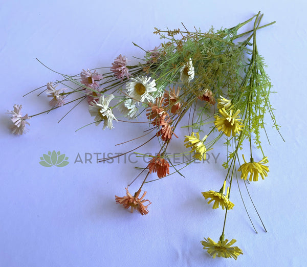 SP0433 Dried Flower Style Artificial Daisy Bunch 63cm 4 Colours
