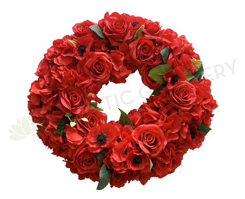 Anzac Floral Wreath (Red Poppy) 30 / 40 / 50cm - SYM0042