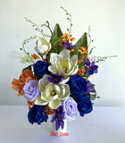 LEFT - Cemetery Flowers (Vibrant Blue & Orange) 50 x 33 cm - SYM0052 | ARTISTIC GREENERY