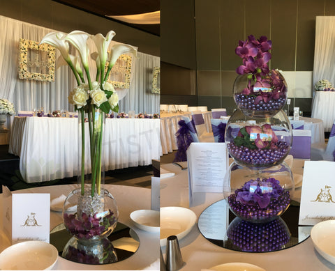 For Hire - Custom-made table centrepieces - Purple & White