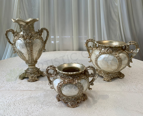 Decorative Fiberglass Vases - Pearl & Gold