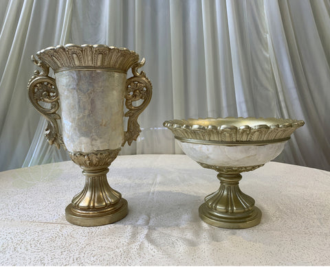 Decorative Fiberglass Vases - Pearl & Gold (2 Styles - 88042 & 88043)