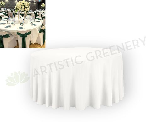 For Hire - Hire White Round Table Cloth WA 300cm Diameter (Code: HI0021R) | ARTISTIC GREENERY