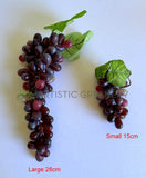 ACC0034-S90 Artificial Plastic Grape Bunch 2 Sizes Dark Purple / Greens | ARTISTIC GREENERY