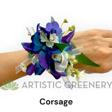 Corsage & Buttonhole - Blue Galaxy Orchid with Diamantes - CB0029 - $58/set | ARTISTIC GREENERY