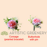 Corsage & Buttonhole - Carnation - CB0047- $56/set | ARTISTIC GREENERY 