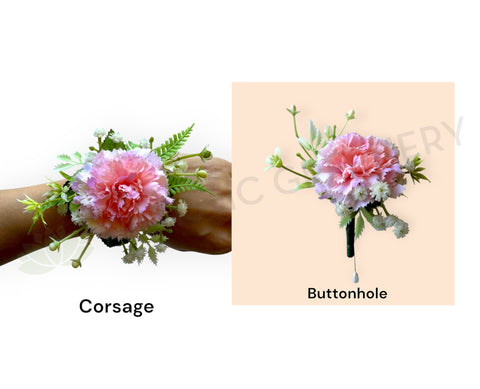Corsage & Buttonhole - Carnation - CB0047- $56/set | ARTISTIC GREENERY 