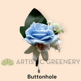 Corsage & Buttonhole - Baby Blue & White - CB0051 - $56/set | ARTISTIC GREENERY