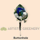 Corsage & Buttonhole - Dark Blue & White with Silver - CB0052 - $56/set | ARTISTIC GREENERY