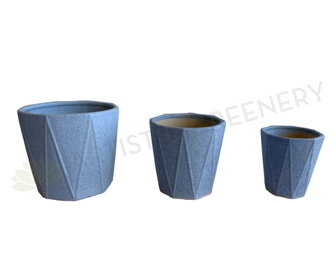 CER0015GREY "V" Pattern Ceramic Pots - Grey - 3 Sizes | ARTISTIC GREENERY