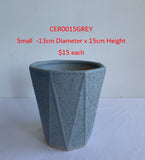 CER0015GREY "V" Pattern Ceramic Pots - Grey - 3 Sizes | ARTISTIC GREENERY