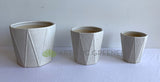 CER0015CRE "V" Pattern Ceramic Pots - Cream - 3 Sizes | ARTISTIC GREENERY