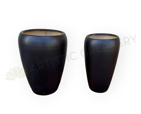 Black Egg Pot Matt Finish - Round (Ceramic) CER0016 | ARTISTIC GREENERY