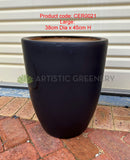 Large - Black Curved Planter / Pot Matt Finish - Round (Ceramic) CER0021 | ARTISTIC GREENERY