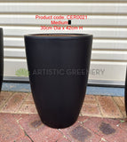 Medium - Black Curved Planter / Pot Matt Finish - Round (Ceramic) CER0021 | ARTISTIC GREENERY
