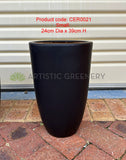 Small - Black Curved Planter / Pot Matt Finish - Round (Ceramic) CER0021 | ARTISTIC GREENERY