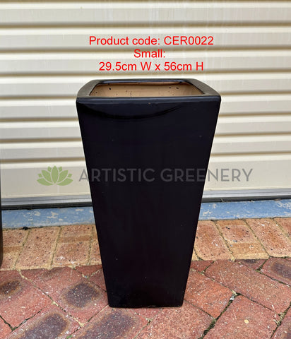 black square ceramic plant pots Black Square Tapered Planter Matt Finish