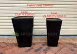 Black Square Tapered Planter Matt Finish - Round (Ceramic) CER0022 | ARTISTIC GREENERY