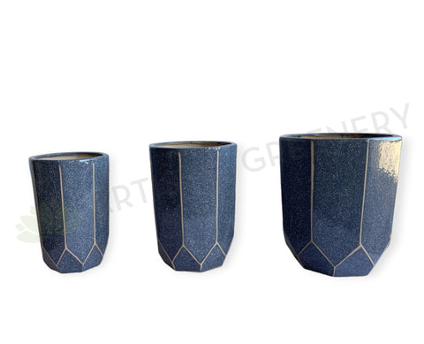 Octagon Blue Planter / Pot Glazed Finish - Ceramic CER0023 | ARTISTIC GREENERY