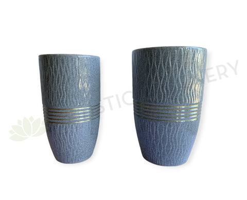 Ripple Pattern (Blue) Round Planter / Pot Glazed Finish - Ceramic CER0024 | ARTISTIC GREENERY
