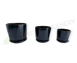 CER0026BLA "V" Pattern Ceramic Pots - Black Gloss - 3 Sizes