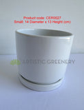 CER0027WHI Straight Cylinder Ceramic Pots - White Gloss - 3 Sizes | ARTISTIC GREENERY