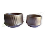 CER0028 Rose Pink Ribbed Ceramic Pots - 2 Sizes