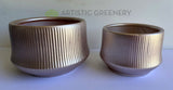 CER0028 Rose Pink Ribbed Ceramic Pots - 2 Sizes