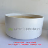 Large - CER0029WHI White Round Ceramic Planter - 3 Sizes | ARTISTIC GREENERY