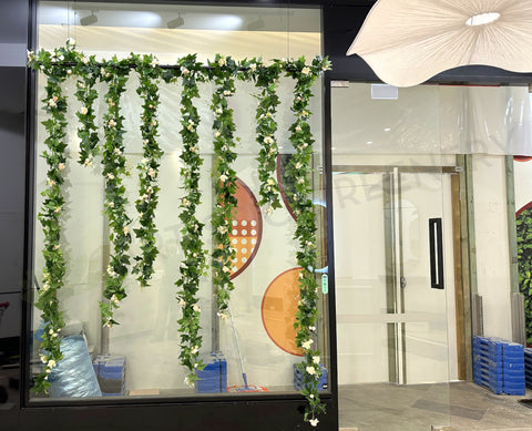 Evelyn Beauty (Belmont Forum) - Draping Vines with Flowers for Shop Front | ARTISTIC GREENERY