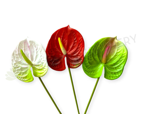 F0257L Artificial Anthurium / Flamingo Flower 63cm Large Red / Light Green / White | ARTISTIC GREENERYFake Anthurium plastic flamingo flower WA Australia